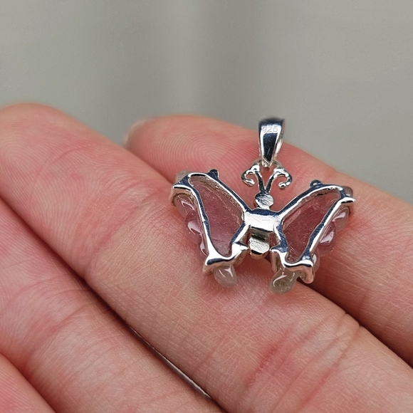 Real Hand carved Butterfly Watermelon Tourmaline Pendant - Picture 4 of 5